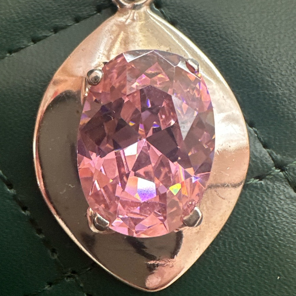 Large Pink Gemstone Pendant - Picture 8 of 14